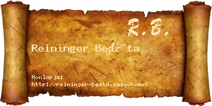 Reininger Beáta névjegykártya